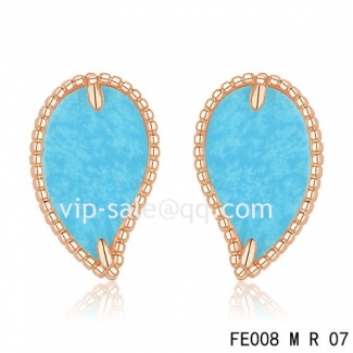 Imitation Van Cleef & Arpels Sweet Alhambra Leaf Earrings Pink Gold,Turquoise
